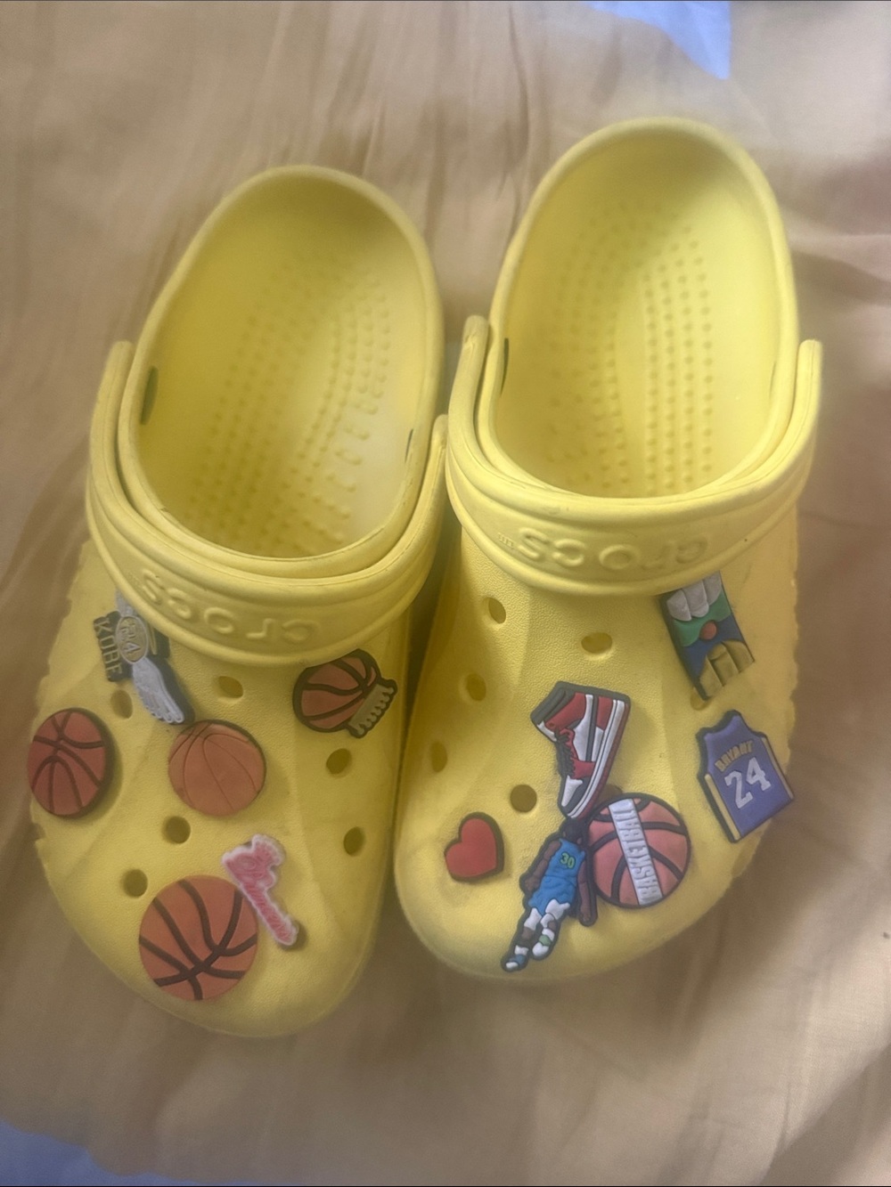 CROCS Yellow Kids Clogs with Basketball Charms